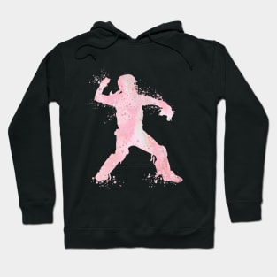 Baseball Girl Catcher Softball Player Blush Pink Watercolor Silhouette Hoodie